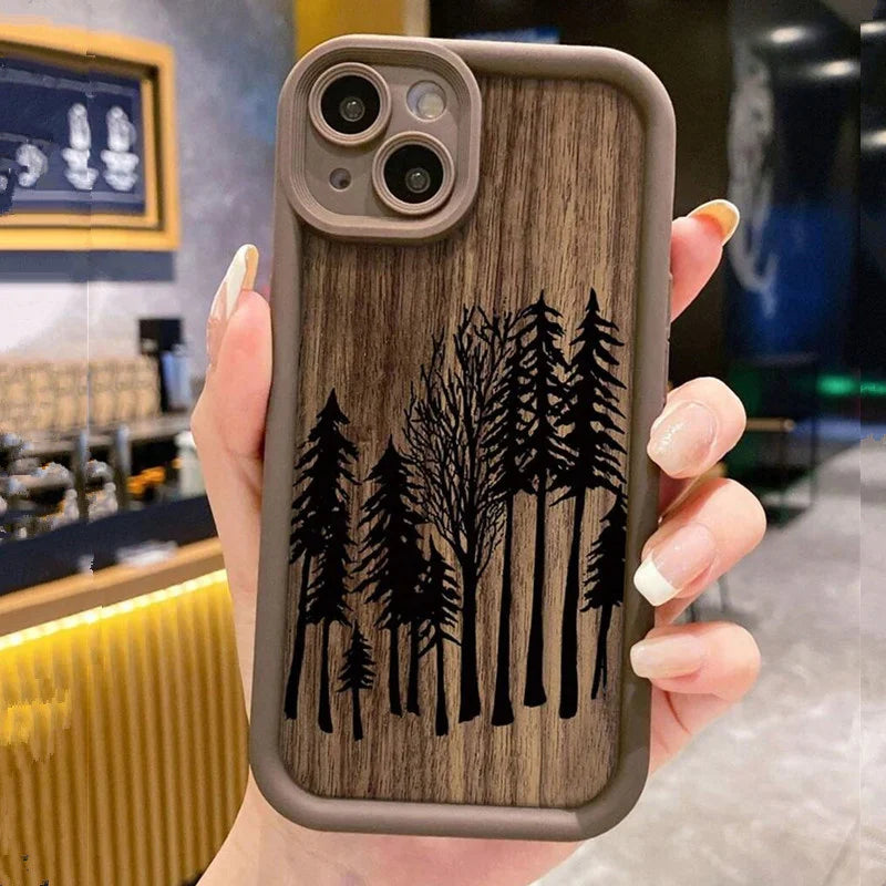 Retro Forest Brown Wood Soft Phone Case for iPhone