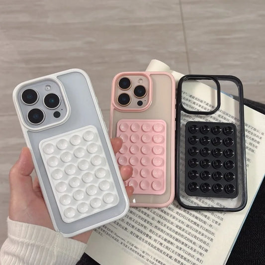 Candy Bumper Phone Case For iPhone 16 15 14 13 12 11 Pro Max XR X XS 8 Plus 16E 3D Suction Cup Airbag Clear Shockproof Cover