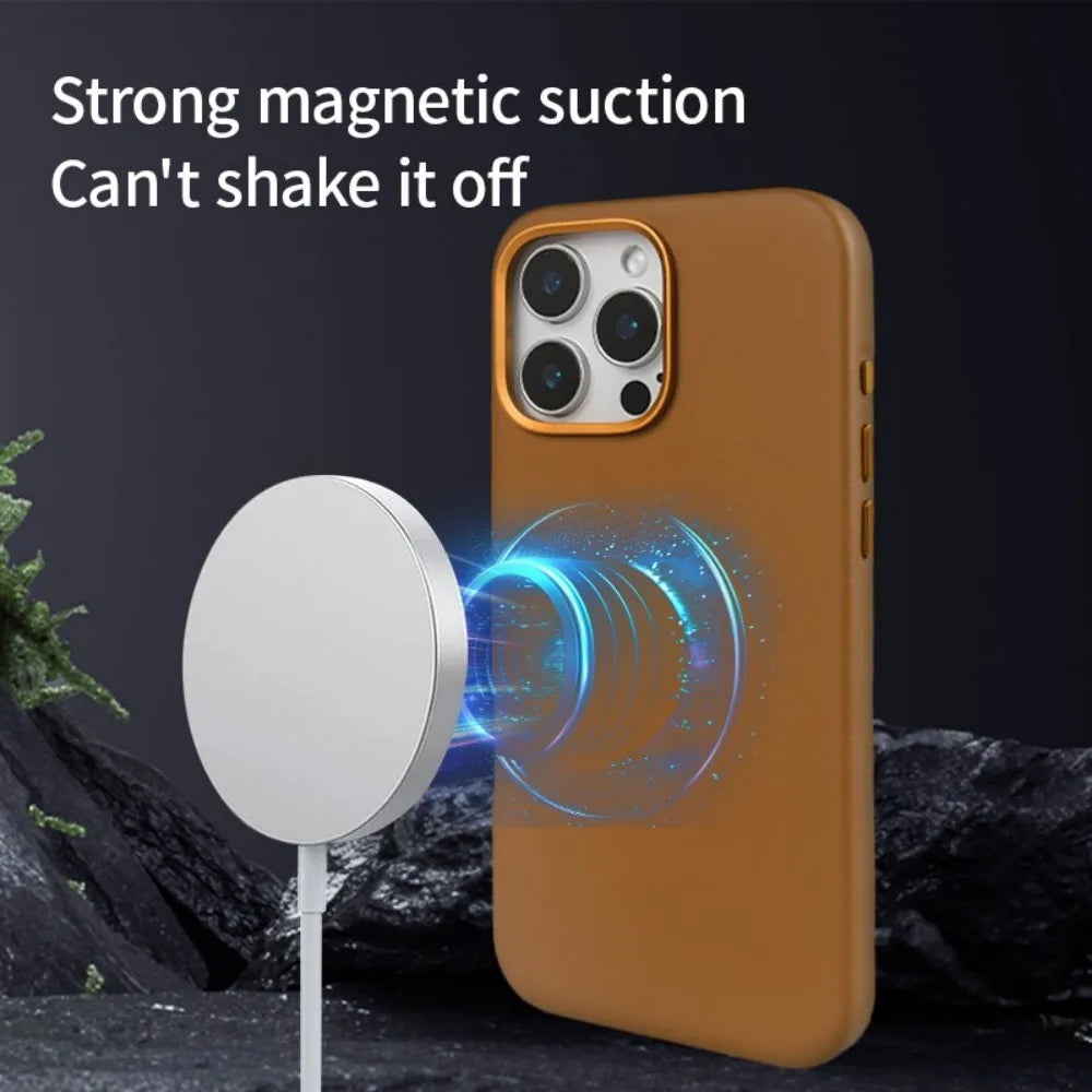 Eco-Friendly Magnetic Leather Phone Case For iPhone 16