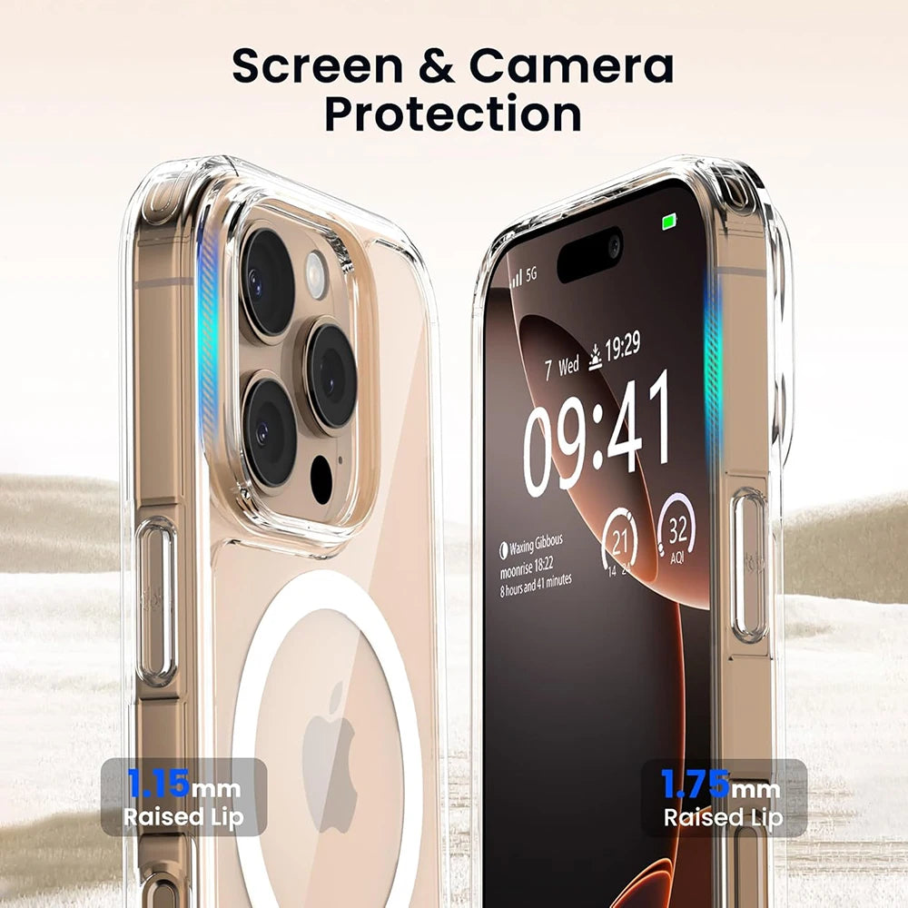 Strong Magnetic Magsafe Wireless Charging Case For iPhone 16 :  Clear Magnetic Rugged Shockproof Protective Transparent Cell Phone Cover