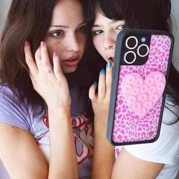 Wildflower WF Love Suction Phone Case – Heart-Shaped Suction Cup Grip Cover