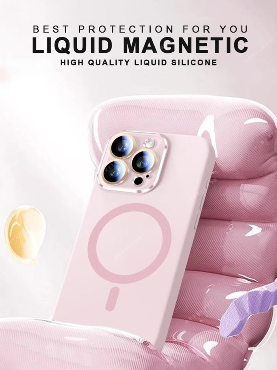 Magnetic Strap Phone Case For iPhone 16 Plus Pro Max Magsafe Liquid Silicone Lanyard Charge Protector Cover