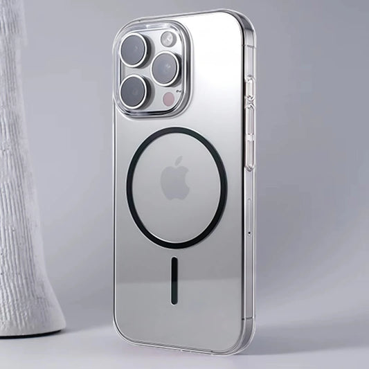 Fashion Magnetic Transparent Phone Case For iPhone 16: Magsafe Wireless Charge Hard Back Cover