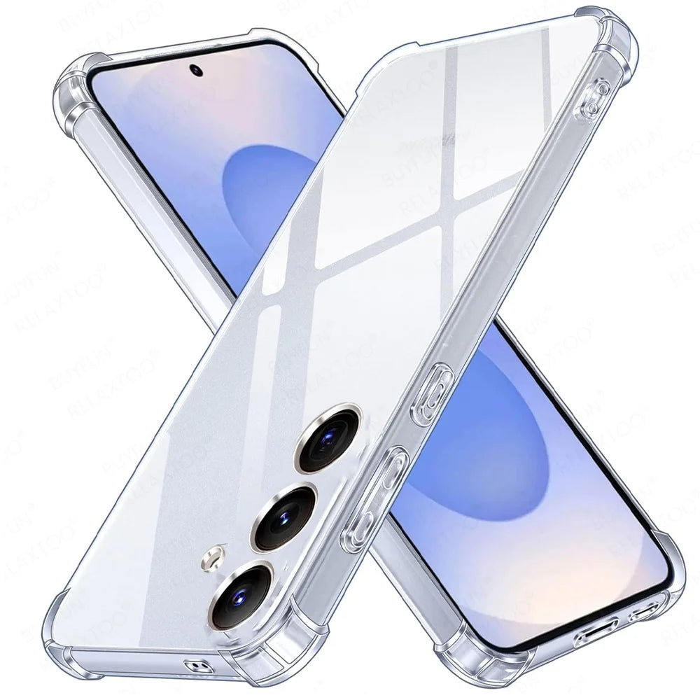 For Samsung Galaxy S25 Case Anti-Yellow Transparent Soft Back Shockproof Cover SamsungS25 Ultra S 25 FE Plus Edge 5G Clear Funda