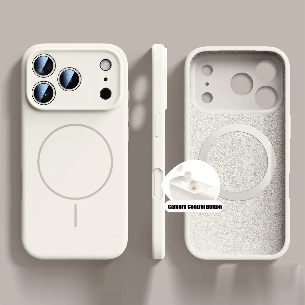 iPhone 17 Series MagSafe Case – Orange Liquid Silicone, Soft Magnetic Cover