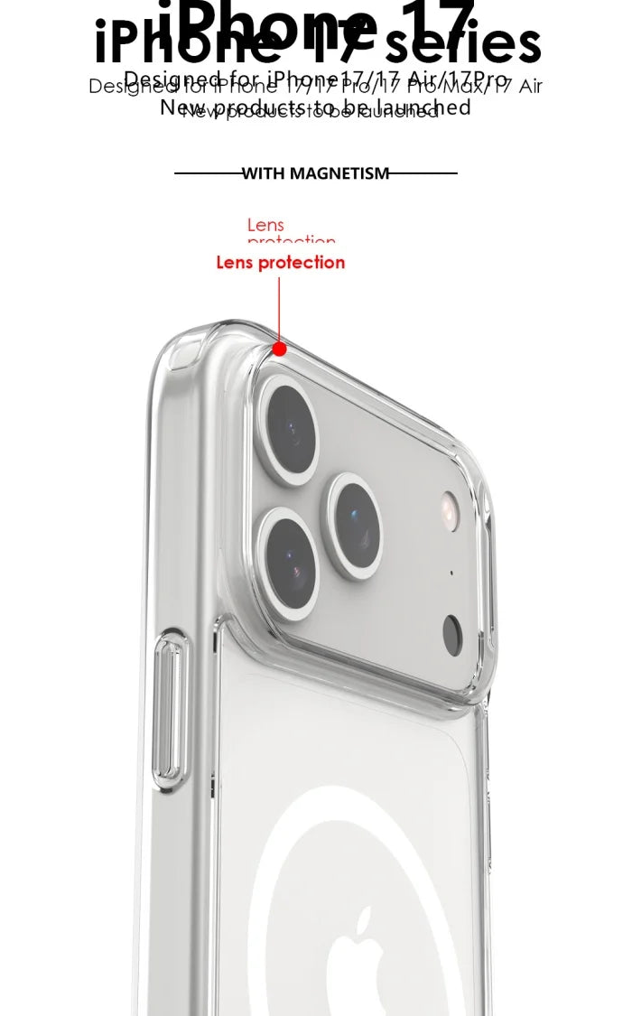 Shockproof  Magsafe Clear Magnetic Wireless Charge Case For iPhone 17 Air 17 Pro Max Hybrid Hard Acrylic Back Cover Bumper