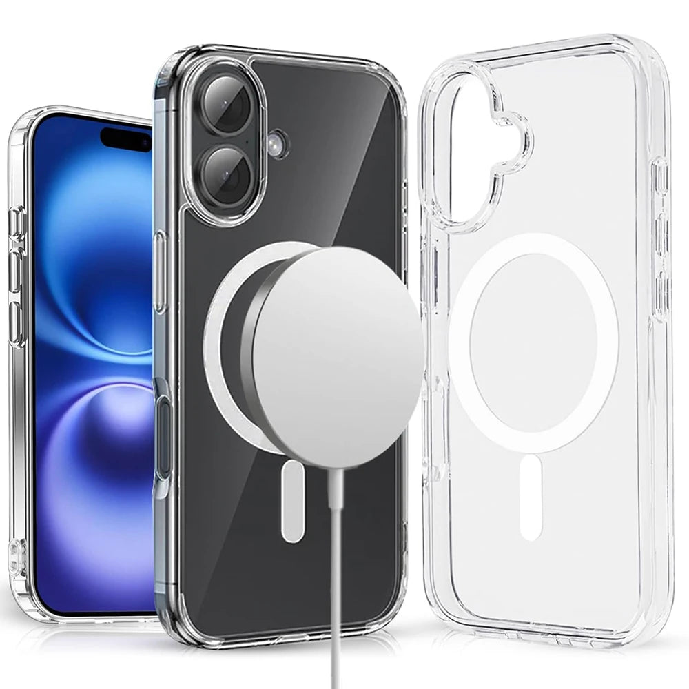 Strong Magnetic Magsafe Case For iPhone 16e 16 Plus Pro Max Hybrid Hard Cover Silicon Clear Shell Shockproof