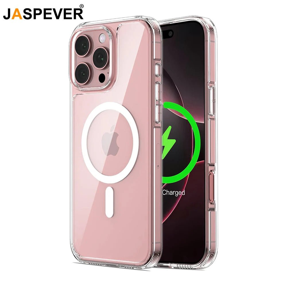 Strong Magnetic Magsafe Wireless Charging Case For iPhone 16 :  Clear Magnetic Rugged Shockproof Protective Transparent Cell Phone Cover
