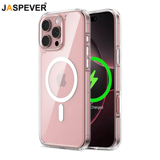 Strong Magnetic Magsafe Wireless Charging Case For iPhone 16 :  Clear Magnetic Rugged Shockproof Protective Transparent Cell Phone Cover