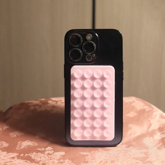 Silicone Suction Cup Phone Case Mount - Double-Sided Hands-Free Strong Holder for iPhone Android for Car Mirror Kitchen Bathroom