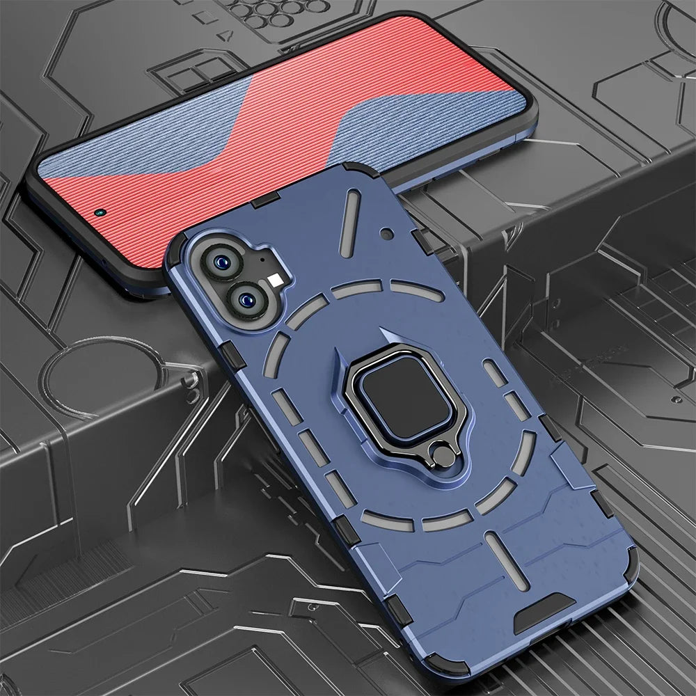 Shockproof Armor Case for Nothing Phone 2 1 Silicone + PC Metal Ring Stand Phone Back Cover for Nothing Phone 2 1