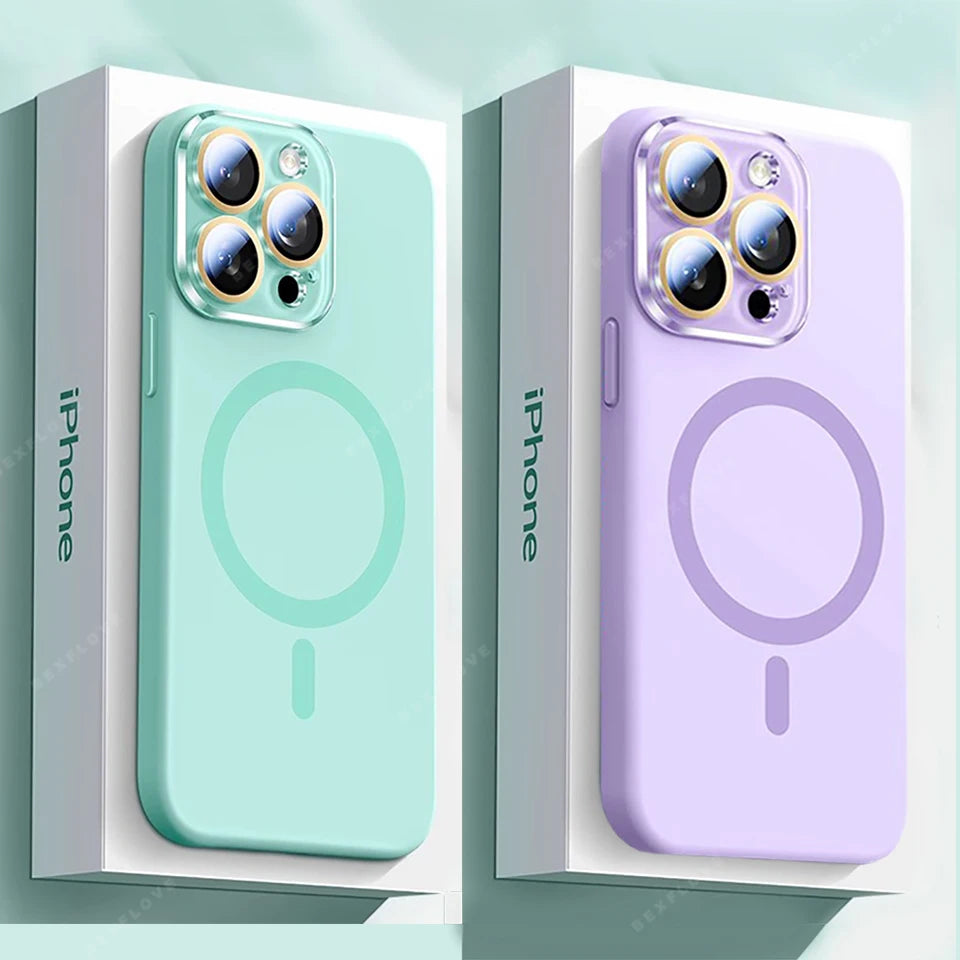 Magnetic Strap Phone Case For iPhone 16 Plus Pro Max Magsafe Liquid Silicone Lanyard Charge Protector Cover
