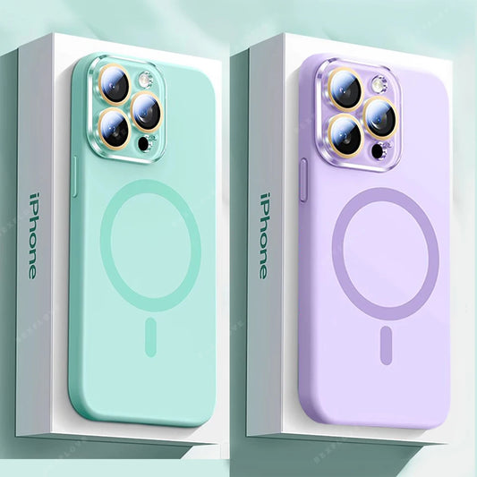 Magnetic Strap Phone Case For iPhone 16 Plus Pro Max Magsafe Liquid Silicone Lanyard Charge Protector Cover
