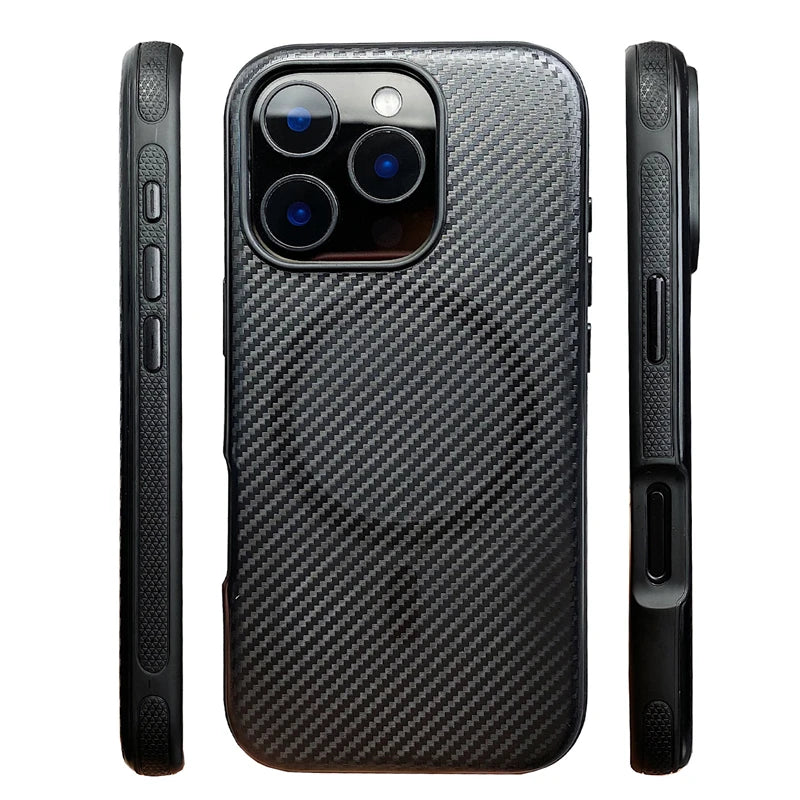 Carbon Fibre Texture MagSafe Phone Case for iPhone 17 16 15 Series