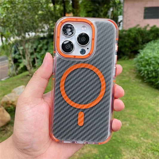 Transparent MagSafe Carbon Fiber iPhone 16 Case