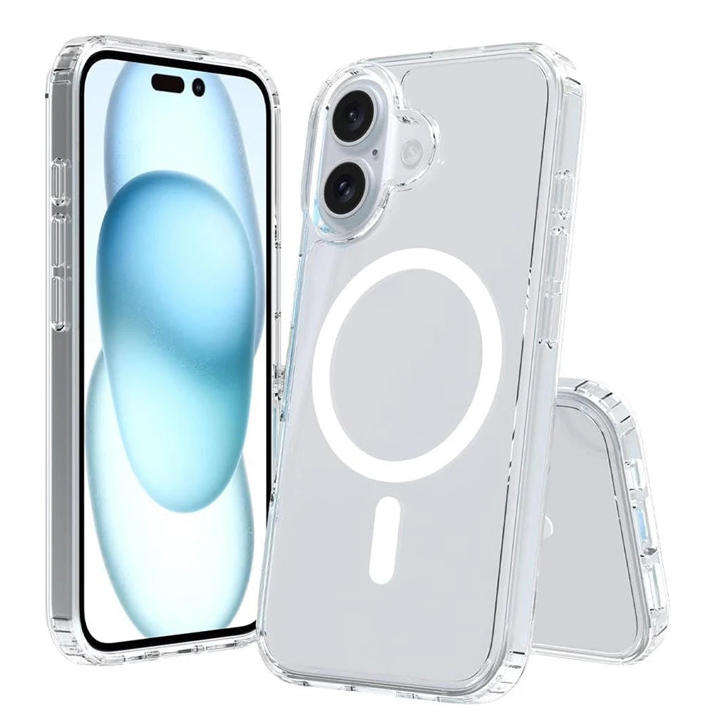 Strong Magnetic Magsafe Case For iPhone 16e 16 Plus Pro Max Hybrid Hard Cover Silicon Clear Shell Shockproof
