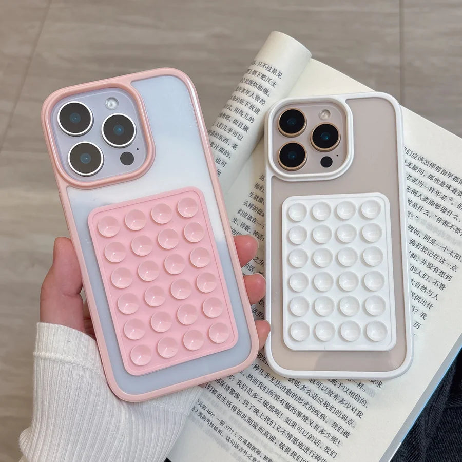 Candy Bumper Phone Case For iPhone 16 15 14 13 12 11 Pro Max XR X XS 8 Plus 16E 3D Suction Cup Airbag Clear Shockproof Cover