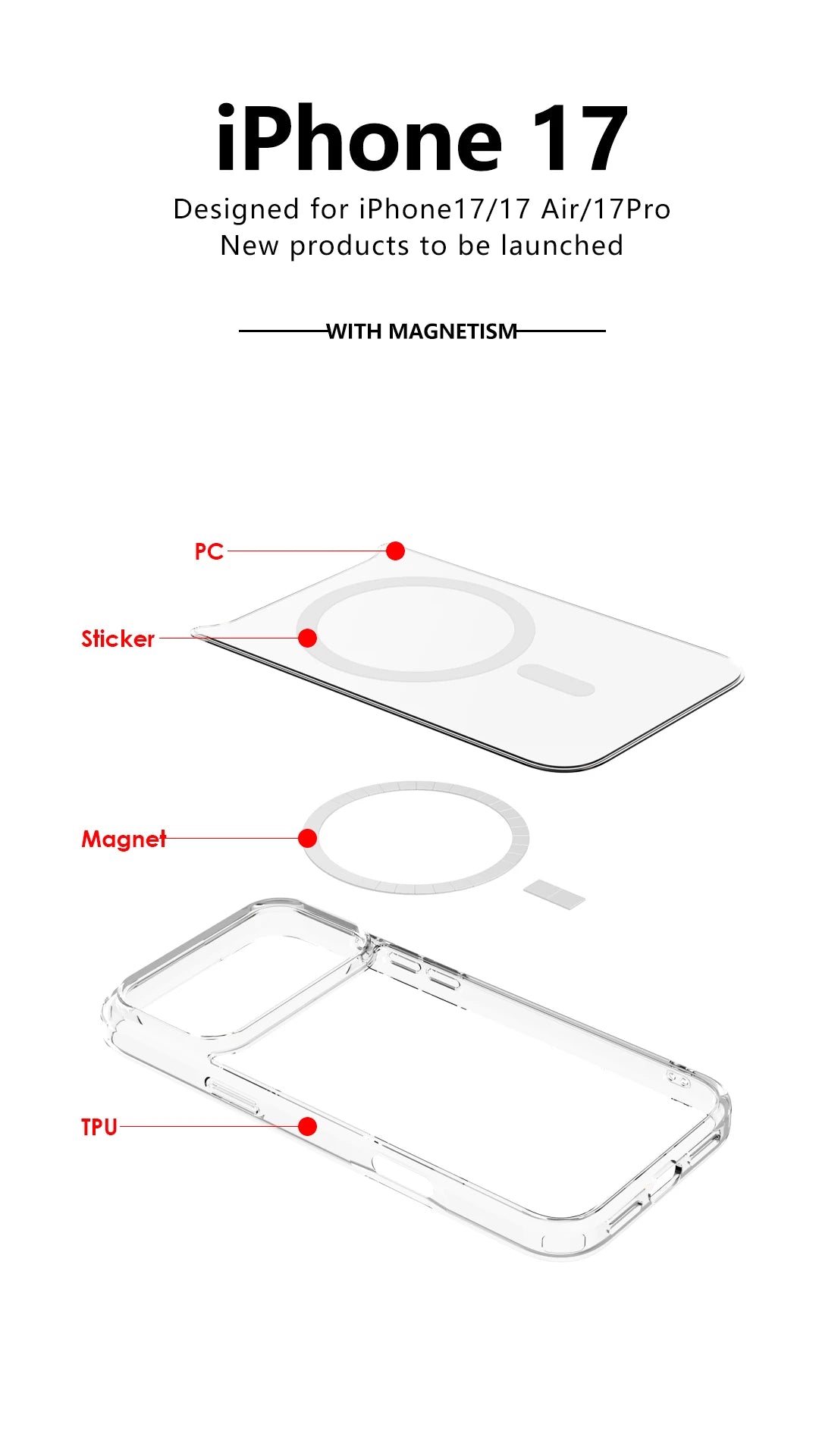 Shockproof  Magsafe Clear Magnetic Wireless Charge Case For iPhone 17 Air 17 Pro Max Hybrid Hard Acrylic Back Cover Bumper