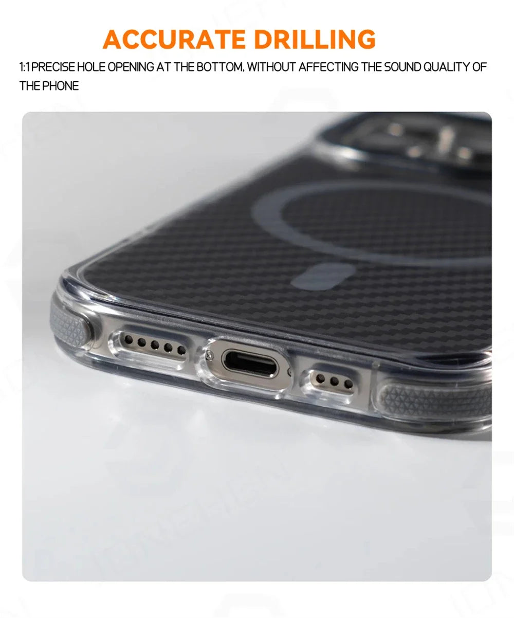 Transparent MagSafe Carbon Fiber iPhone 16 Case