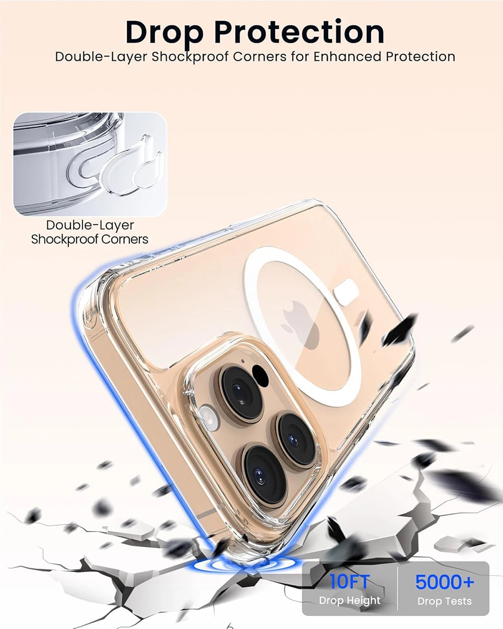 Strong Magnetic Magsafe Wireless Charging Case For iPhone 16 :  Clear Magnetic Rugged Shockproof Protective Transparent Cell Phone Cover