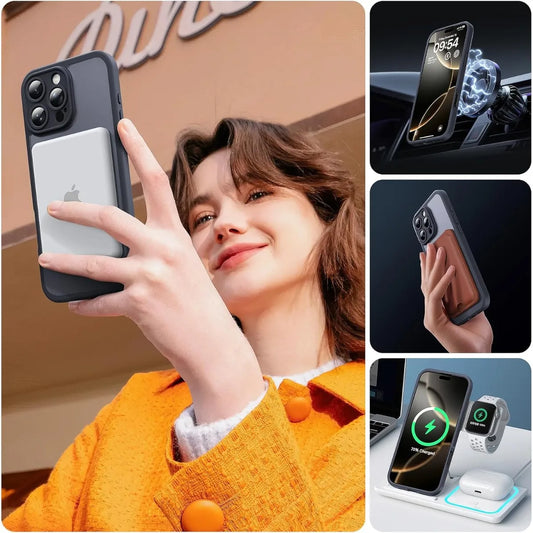 Translucent Magnetic Matte Phone Case for iPhone 16 Plus Pro Max Compatible with Magsafe