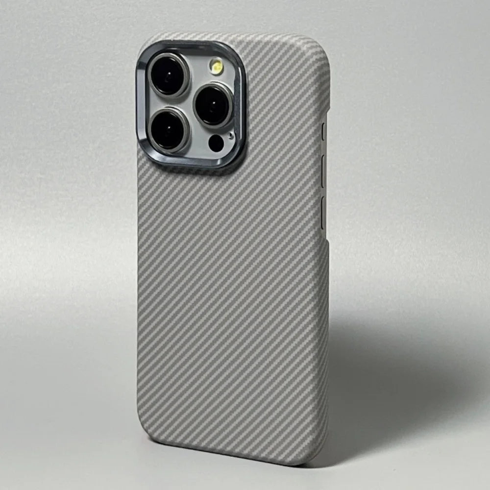 Kevlar Carbon Fiber iPhone 16 Case – Gray